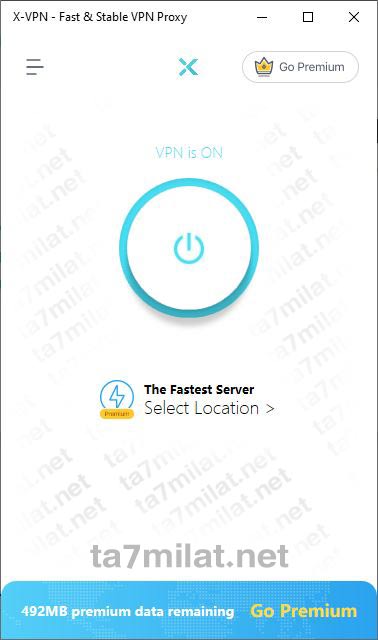 واجهة برنامج X VPN للكمبيوتر ويندوز 10 8 7